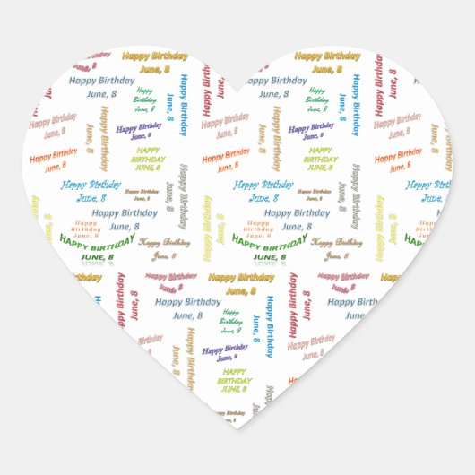 6月8日誕生日シール ハートシール (正面)