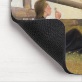 6月。 タンポポの種1899年を吹いている女の子 マウスパッド (コーナー)