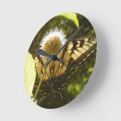 6月（昆虫）オオカバマダラ、モナークフラワークロック ラウンド壁時計 (傾斜)