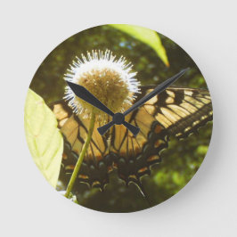 6月(昆虫)オオカバマダラ、モナークフラワークロック ラウンド壁時計