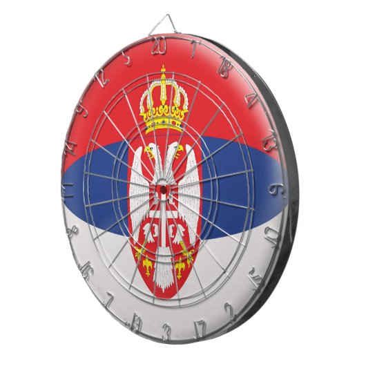 6本の投げ矢のセルビアのセルビア人の旗が付いているダート盤 ダーツボード (正面右)