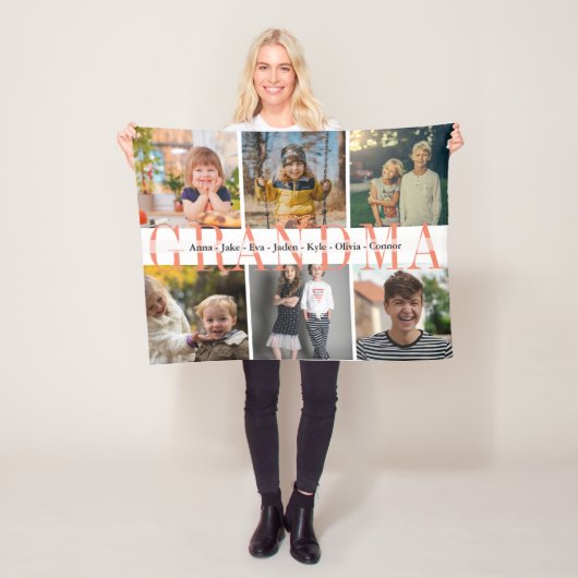 6枚のおばあちゃんの名前をカスタムするギフト フリースブランケット (インサイチュ)