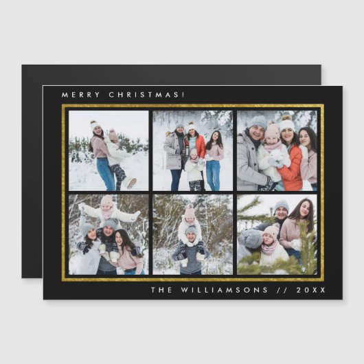 6枚のカスタム|ブラック&金ゴールドメリークリスマス (正面/裏面)