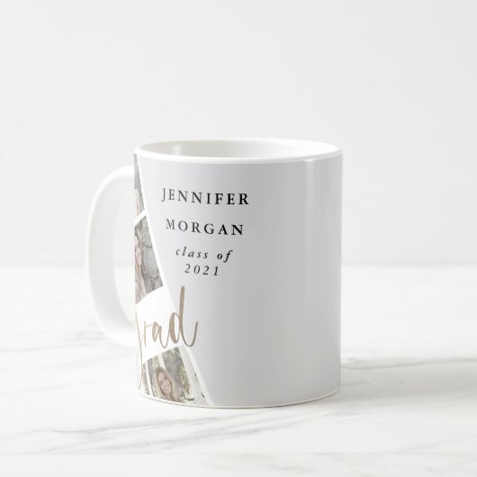 6枚のコラージュ金ゴールドの卒業写真 コーヒーマグカップ (正面左)