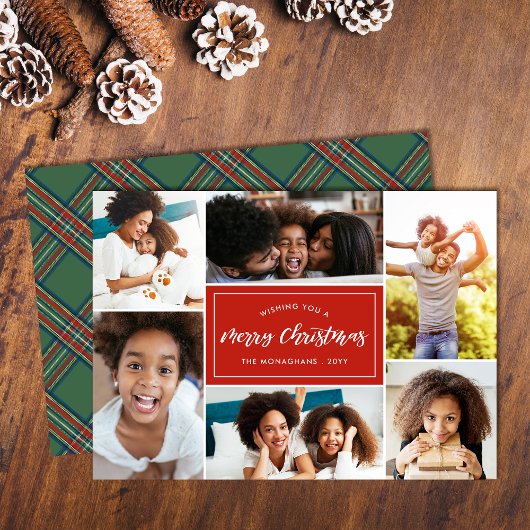 6枚のコラージュ |緑の格子縞バック シーズンカード