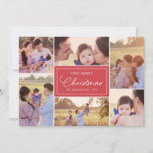 6枚のコラージュ |花柄クリスマスレッド シーズンカード (正面)