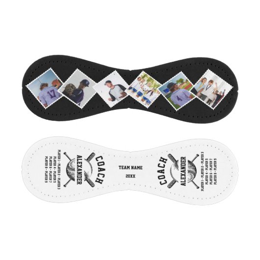6枚のパーソナライズされた写真とプレイヤーの名前を持つコーチ 野球ボール (パネル)