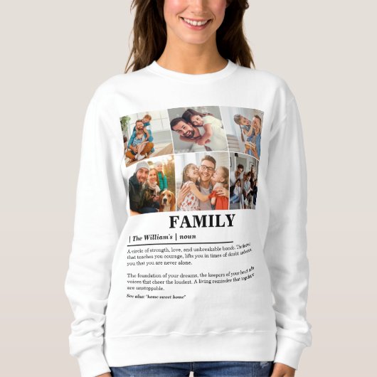 6枚のパーソナライズされた写真コラージュのファミリ定義 スウェットシャツ (正面)