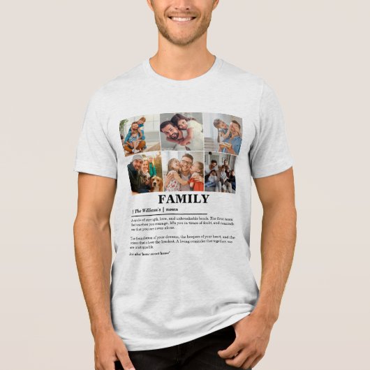 6枚のパーソナライズされた写真コラージュのファミリ定義 トライブレンドＴシャツ (正面)