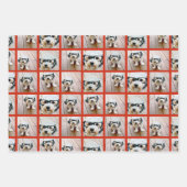 6枚のフォトコラージュのグリッド(赤い緑の金ゴールド) ラッピングペーパーシート (正面2)