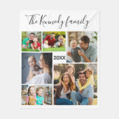 6枚のフォトコラージュの家族の名前を作成する フリースブランケット (正面)