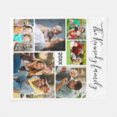 6枚のフォトコラージュの家族の名前を作成する フリースブランケット (正面(横))