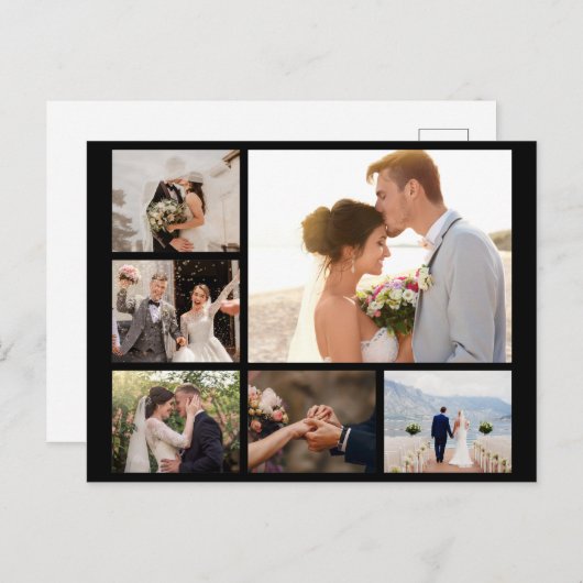 6枚のフォトコラージュをブラックで作成 シーズンポストカード (正面/裏面)