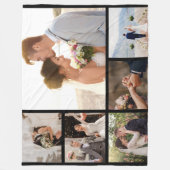 6枚のフォトコラージュをブラックで作成 フリースブランケット (正面)