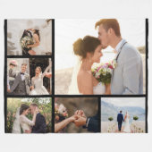 6枚のフォトコラージュをブラックで作成 フリースブランケット (正面(横))