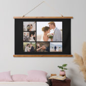 6枚のフォトコラージュをブラックで作成 吊り下げ型タペストリー (寝室)