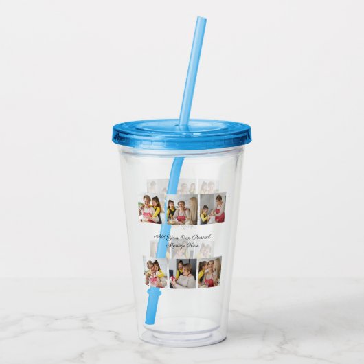 6枚のフォトコラージュを作成するあいさつを追加する アクリルタンブラー (裏面)