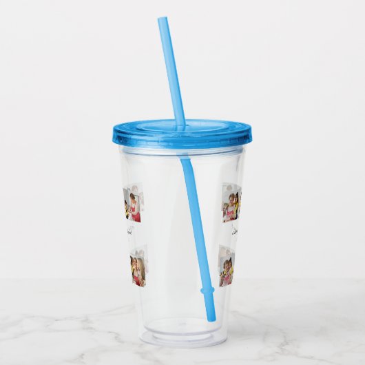 6枚のフォトコラージュを作成するあいさつを追加する アクリルタンブラー (左)