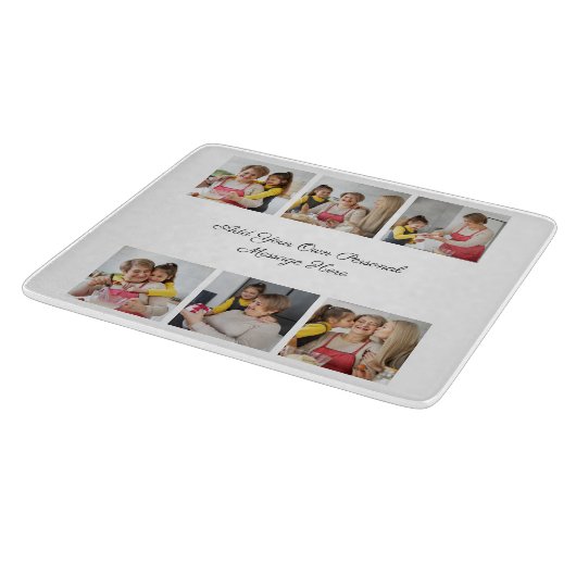 6枚のフォトコラージュを作成するあいさつを追加する カッティングボード (角)