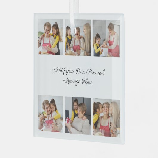 6枚のフォトコラージュを作成するあいさつを追加する ガラスオーナメント (正面左)