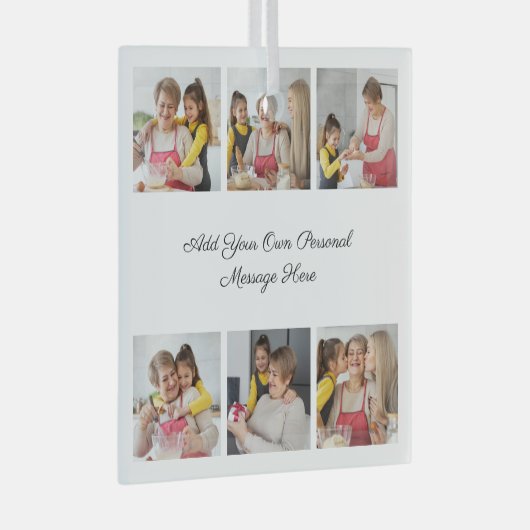6枚のフォトコラージュを作成するあいさつを追加する ガラスオーナメント (正面右)