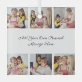 6枚のフォトコラージュを作成するあいさつを追加する ガラスオーナメント (正面)