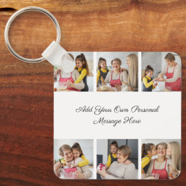 6枚のフォトコラージュを作成するあいさつを追加する キーホルダー