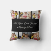 6枚のフォトコラージュを作成するあいさつを追加する クッション (裏面)