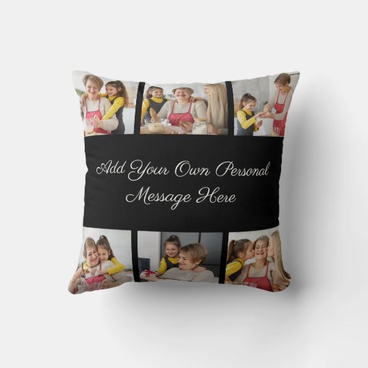 6枚のフォトコラージュを作成するあいさつを追加する クッション (裏面)