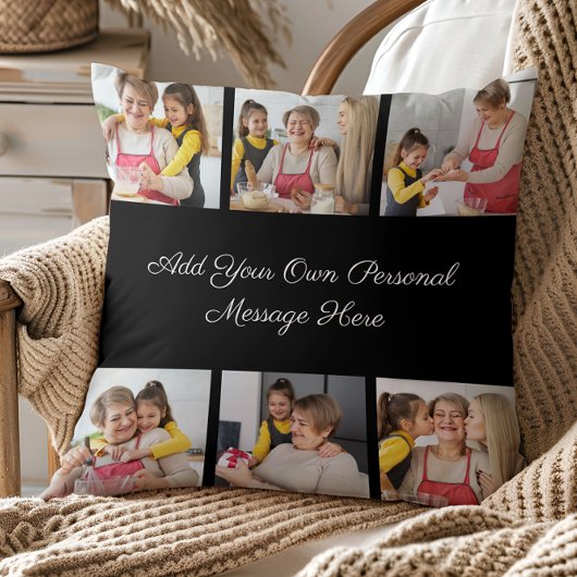 6枚のフォトコラージュを作成するあいさつを追加する クッション