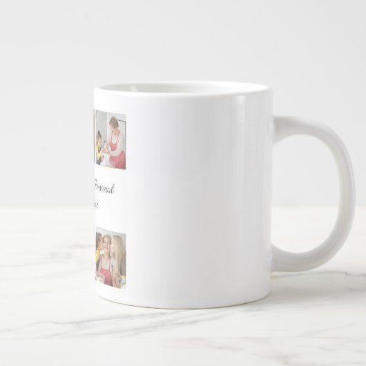 6枚のフォトコラージュを作成するあいさつを追加する ジャンボコーヒーマグカップ (右)