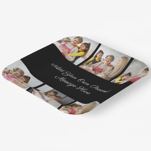 6枚のフォトコラージュを作成するあいさつを追加する ペーパープレート (傾斜あり)