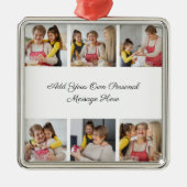 6枚のフォトコラージュを作成するあいさつを追加する メタルオーナメント (正面)