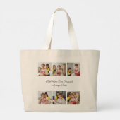 6枚のフォトコラージュを作成するあいさつを追加する ラージトートバッグ (裏面)