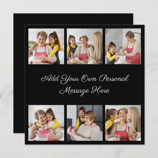 6枚のフォトコラージュを作成するあいさつを追加する 招待状 (正面/裏面)