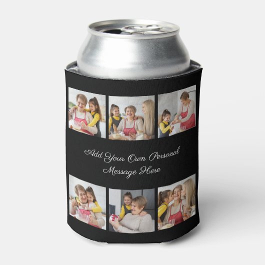 6枚のフォトコラージュを作成するあいさつを追加する 缶クーラー (缶正面)
