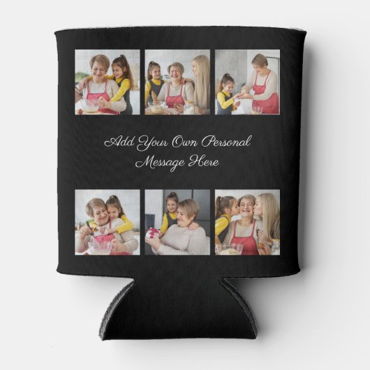 6枚のフォトコラージュを作成するあいさつを追加する 缶クーラー (正面)