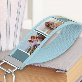 6枚のフォトコラージュを作成するストームブルーグレー リストバンドキーホルダー