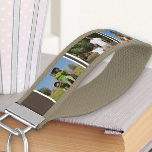 6枚のフォトコラージュを作成する(茶色と白) リストバンドキーホルダー