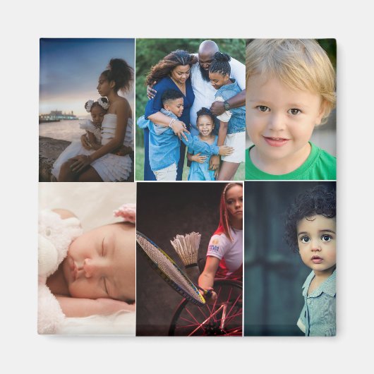 6枚のフォトコラージュを作成 マグネット (正面)