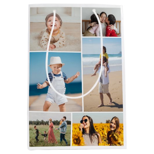 6枚のフォトコラージュを作成 ミディアムペーパーバッグ (正面)