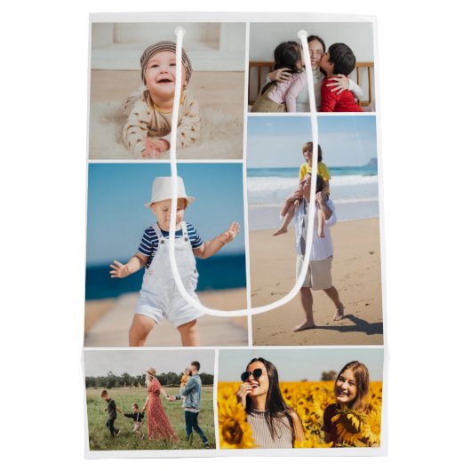 6枚のフォトコラージュを作成 ミディアムペーパーバッグ (裏面)