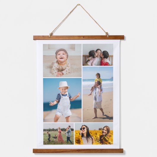 6枚のフォトコラージュを作成 吊り下げ型タペストリー (正面)