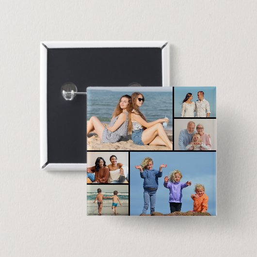 6枚のフォトコラージュを作成 缶バッジ (正面&裏面)