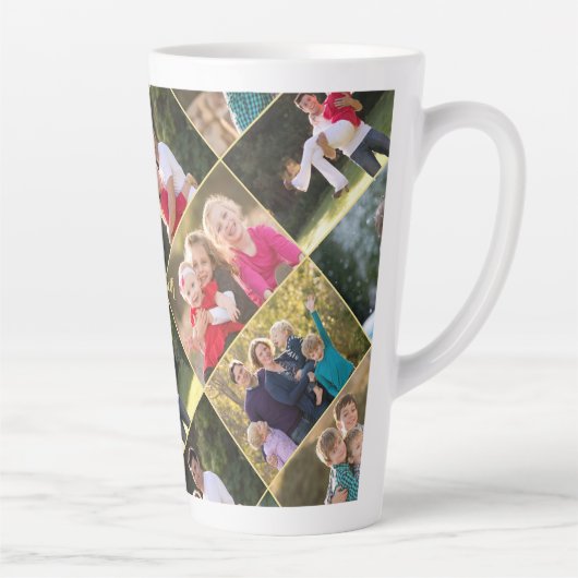 6枚のフォトコラージュパーソナライズされた文字の作成 カフェラテマグ (右)