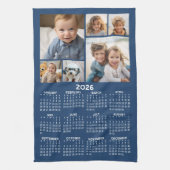 6枚のフォトコラージュ付きカレンダー – 青 キッチンタオル (縦)