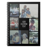 6枚のフォトコラージュ – 黒い背景 – 白い文字 ノートブック (正面)