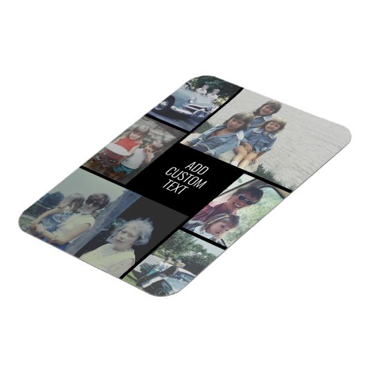 6枚のフォトコラージュ – 黒い背景 – 白い文字 マグネット (左側)