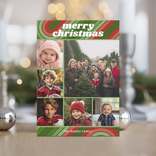 6枚のフォトストライプレトロ – 赤ファンキー緑 シーズンカード