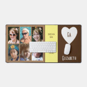 6枚のフォト引用文に名前を追加イニシャル茶色の黄色 デスクマット (キーボード&マウス)